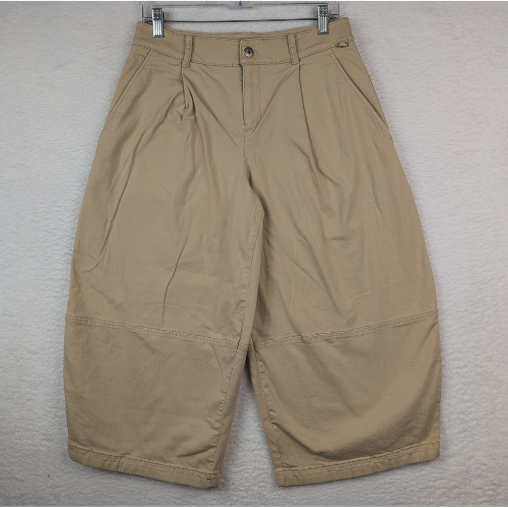 Maeve Anthropologie Beige Pleated Barrel‎ Jeans Crop Chino Pants 6P